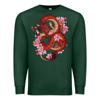 Sports Green red dragon and sakura cherry blossoms Premium Sweatshirt - RanaPortraitStore
