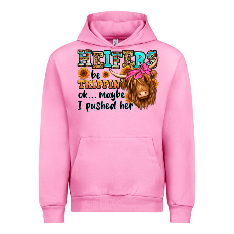 Heifers Be Trippin Ok Maybe I Pushed Her Long Hair Urban Hoodie by Jasminsmagicworld | Teevron