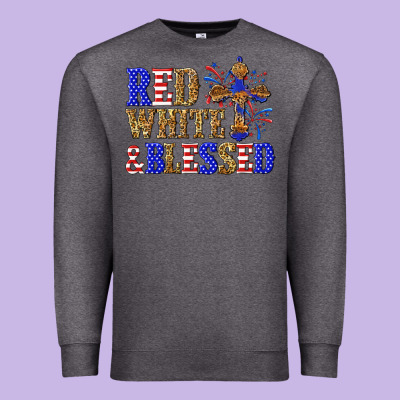 Premium Sweatshirt red white and blessed