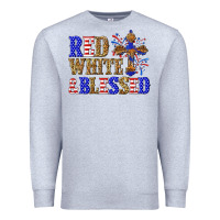 Heather Grey red white and blessed Premium Sweatshirt - texasbilliewilder