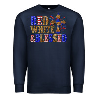 Navy red white and blessed Premium Sweatshirt - texasbilliewilder