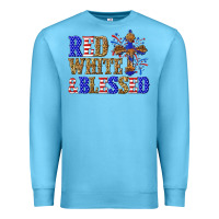 Ocean Blue red white and blessed Premium Sweatshirt - texasbilliewilder