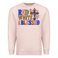 Pale Pink red white and blessed Premium Sweatshirt - texasbilliewilder