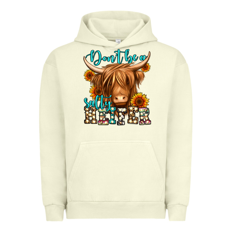 Don't Be A Salty Heifer Long Haired Cow Urban Hoodie by Jasminsmagicworld | Teevron