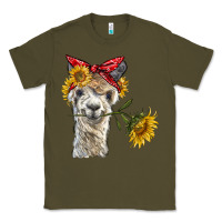 Army Green alpaca with sunflowers and bandana Classic Tee - BarkalooDesign