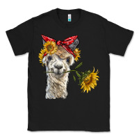 Black alpaca with sunflowers and bandana Classic Tee - BarkalooDesign