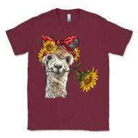 Burgundy alpaca with sunflowers and bandana Classic Tee - BarkalooDesign