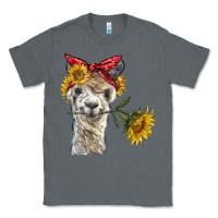 Charcoal Heather alpaca with sunflowers and bandana Classic Tee - BarkalooDesign
