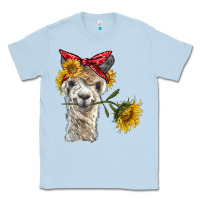 Dusty Blue alpaca with sunflowers and bandana Classic Tee - BarkalooDesign