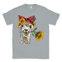 Heather Grey alpaca with sunflowers and bandana Classic Tee - BarkalooDesign