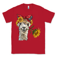 Red alpaca with sunflowers and bandana Classic Tee - BarkalooDesign