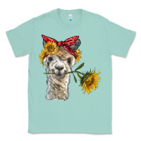Seafoam alpaca with sunflowers and bandana Classic Tee - BarkalooDesign