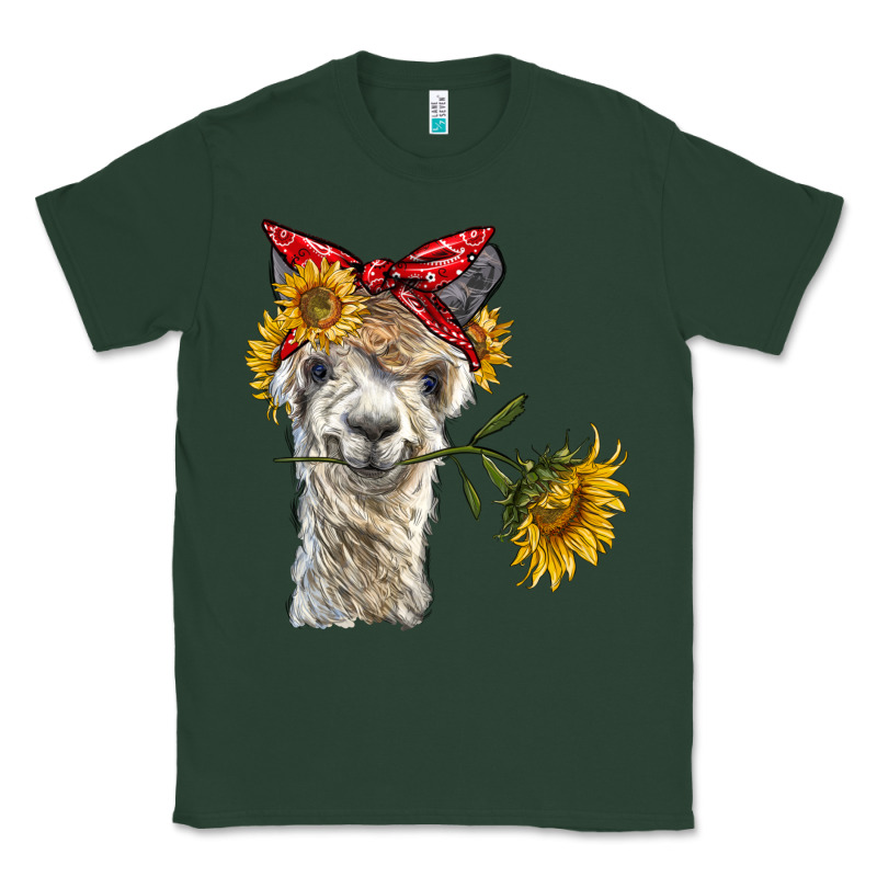 Alpaca With Sunflowers And Bandana Classic Tee by BarkalooDesign | Teevron