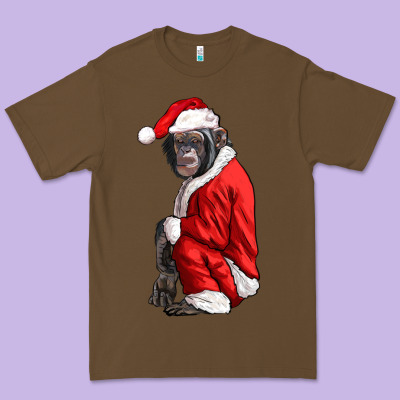 Chimpanzee With Santa Clothes Premium Tee Designed By Lillyallendesigns