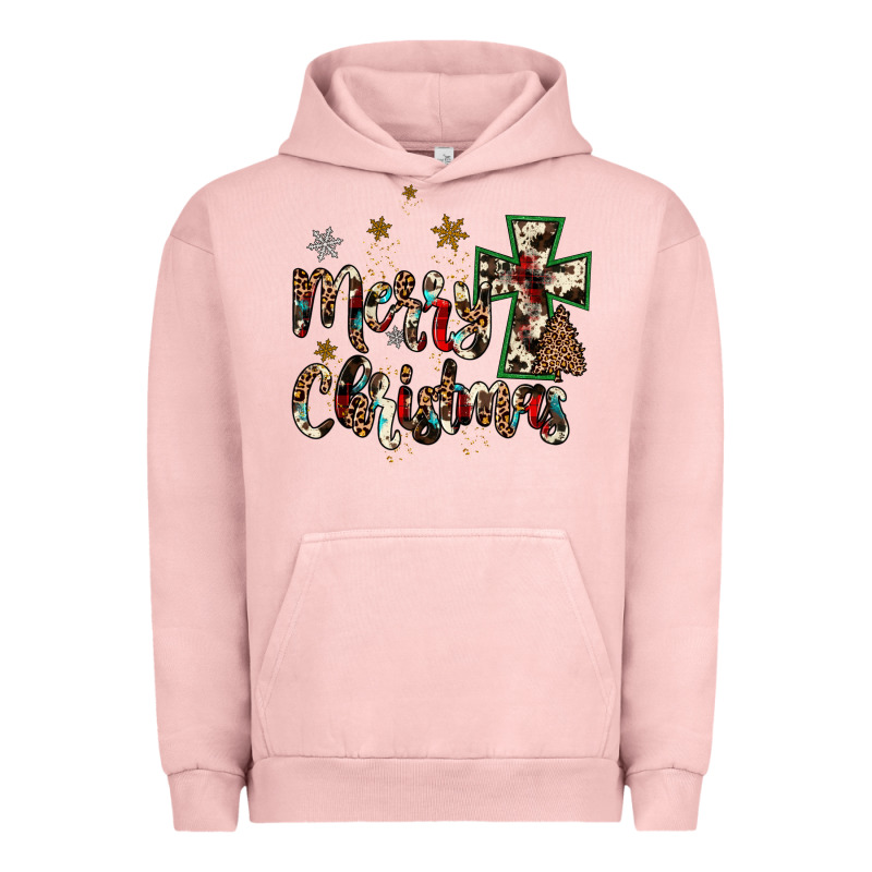 Merry Christmas Wood Slice Ornament Urban Hoodie by JahusDesignShop | Teevron