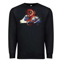 Black asian dragon and ocean waves Premium Sweatshirt - RanaPortraitStore