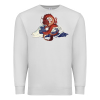 Dove Grey asian dragon and ocean waves Premium Sweatshirt - RanaPortraitStore