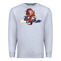Heather Grey asian dragon and ocean waves Premium Sweatshirt - RanaPortraitStore