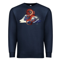 Navy asian dragon and ocean waves Premium Sweatshirt - RanaPortraitStore