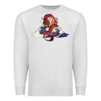 Oatmeal Heather asian dragon and ocean waves Premium Sweatshirt - RanaPortraitStore