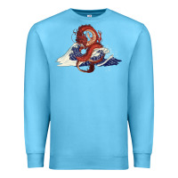 Ocean Blue asian dragon and ocean waves Premium Sweatshirt - RanaPortraitStore