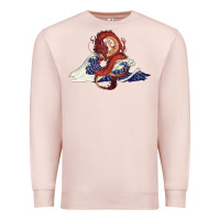 Pale Pink asian dragon and ocean waves Premium Sweatshirt - RanaPortraitStore