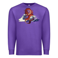 Purple asian dragon and ocean waves Premium Sweatshirt - RanaPortraitStore