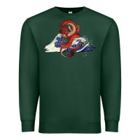 Sports Green asian dragon and ocean waves Premium Sweatshirt - RanaPortraitStore