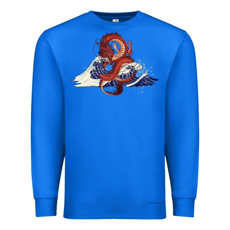 Asian Dragon And Ocean Waves Premium Sweatshirt by RanaPortraitStore | Teevron