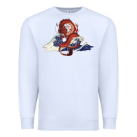 White asian dragon and ocean waves Premium Sweatshirt - RanaPortraitStore