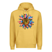 Antique Gold sunflower front Premium Hoodie - AdoDesignShop