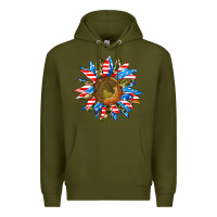 Army Green sunflower front Premium Hoodie - AdoDesignShop
