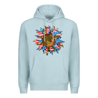Blue Mist sunflower front Premium Hoodie - AdoDesignShop