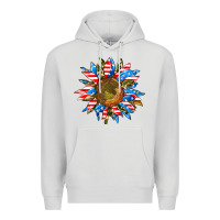 Dove Grey sunflower front Premium Hoodie - AdoDesignShop