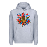 Heather Grey sunflower front Premium Hoodie - AdoDesignShop