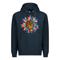 Navy sunflower front Premium Hoodie - AdoDesignShop