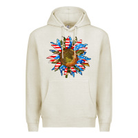 Oatmeal Heather sunflower front Premium Hoodie - AdoDesignShop