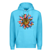 Ocean Blue sunflower front Premium Hoodie - AdoDesignShop