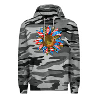 Slate Camo sunflower front Premium Hoodie - AdoDesignShop