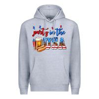 Heather Grey party in the usa Premium Hoodie - AdoDesignShop