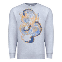 Heather Grey blue and orange dragon Premium Sweatshirt - RanaPortraitStore