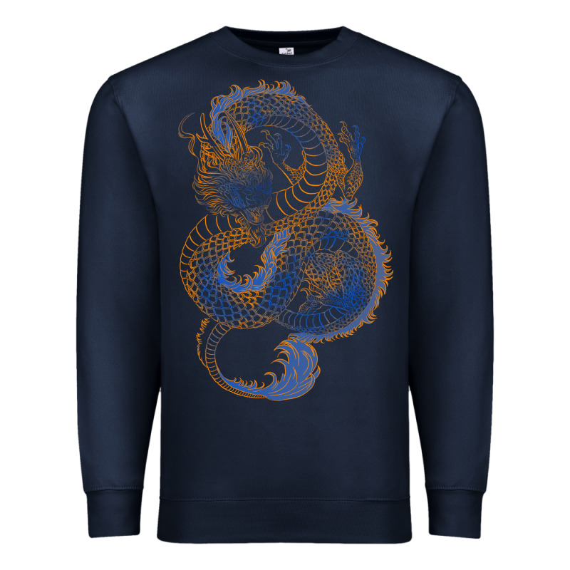 Blue And Orange Dragon Premium Sweatshirt by RanaPortraitStore | Teevron