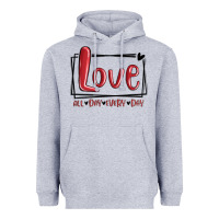 Heather Grey love all day every day hearts Heavyweight Hoodie - MaliasSmallBusiness