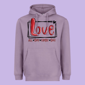 Love All Day Every Day Hearts Heavyweight Hoodie Designed By Maliassmallbusiness