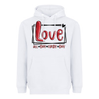 White love all day every day hearts Heavyweight Hoodie - MaliasSmallBusiness