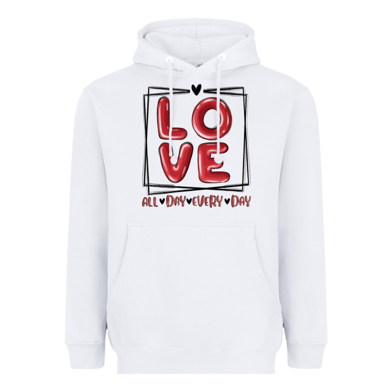 Love All Day Every Day Heavyweight Hoodie by MaliasSmallBusiness | Teevron