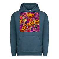 Pigment Midnight Navy halloween witchy pumpkin seamless pattern Urban Hoodie - BundleAndBundleShop