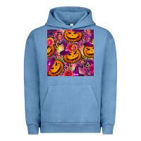 Pigment Pebble Blue halloween witchy pumpkin seamless pattern Urban Hoodie - BundleAndBundleShop