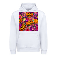 White halloween witchy pumpkin seamless pattern Urban Hoodie - BundleAndBundleShop