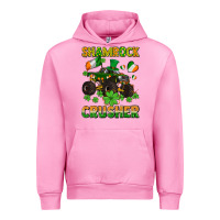 Fuchsia Pink shamrocks crusher monster truck with shamrocks Urban Hoodie - AdoDesignShop